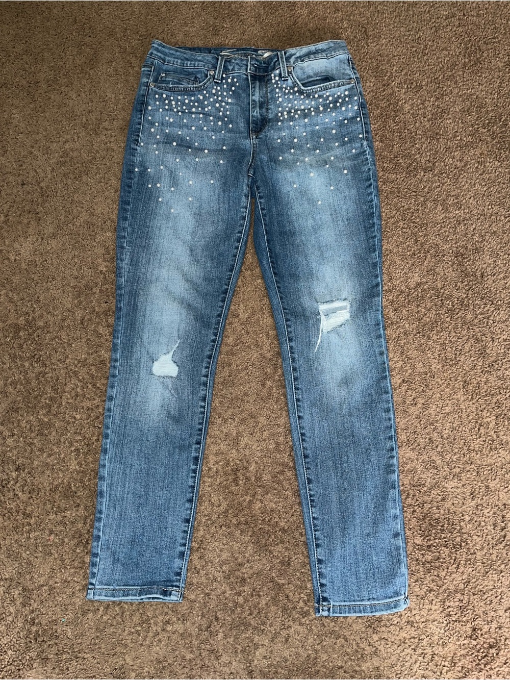 Seven7 Light Blue Studded Skinny Jeans